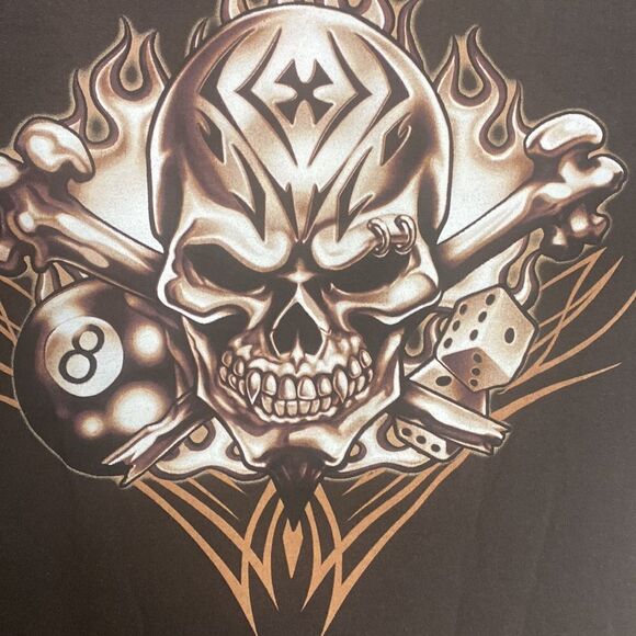 AAA Men’s Brown Cotton T Shirt with Skull Print Size L - Picture 3 of 4